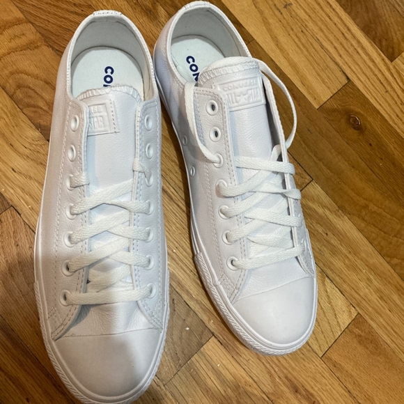 S O L D White Leather Sneakers - Picture 1 of 5